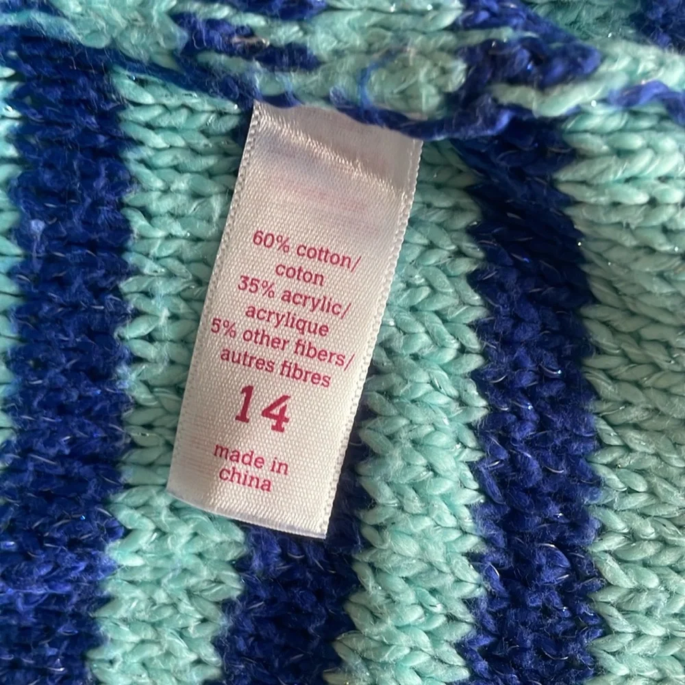 Justice blue stripe long sleeve sweater girls size 14